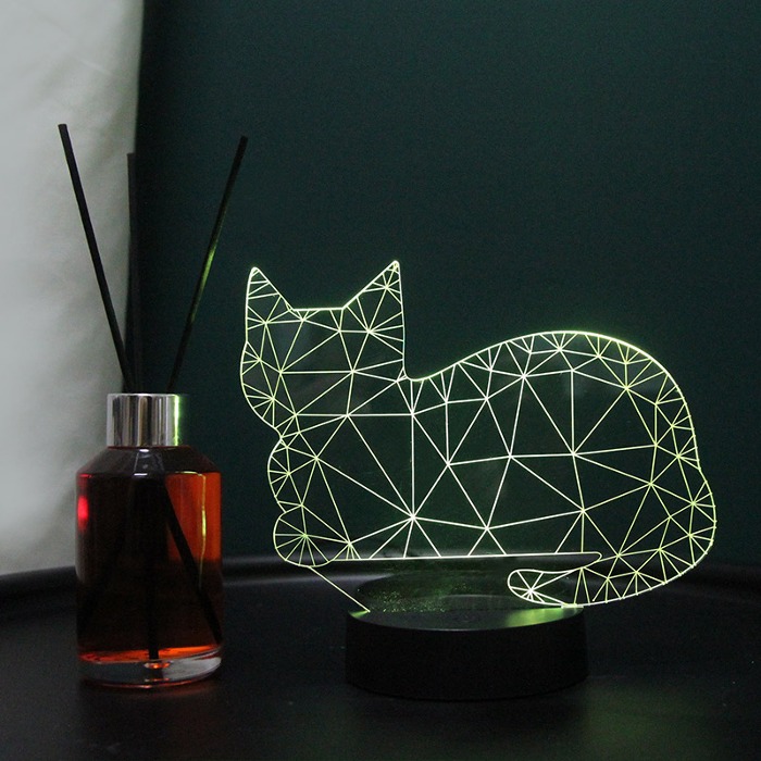 플렌느 인테리어 LED 아크릴 무드등 디퓨저 블랙체리 고양이 외